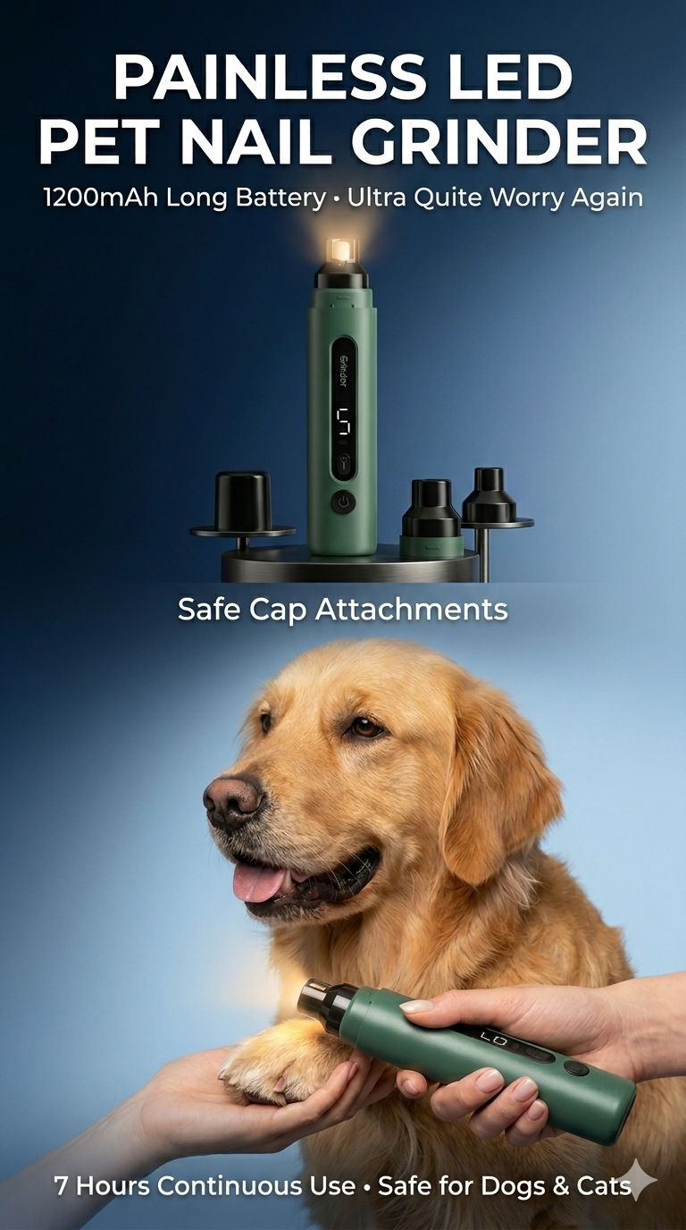 LED Pet Nail Grinder Painless Nail Care for Dogs & Cats